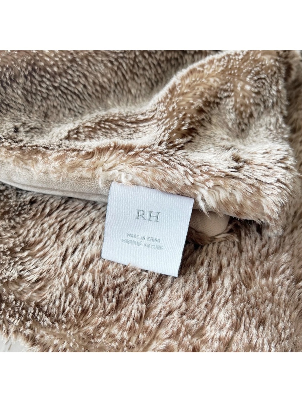 Restoration Hardware RH Faux Fur Throw Blanket Ombre Brown 50x60 Cozy Cabin